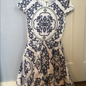 Blue and white floral dress
